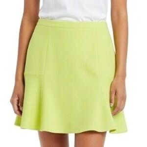 J Crew Chartreuse Mini Skirt Womens 0‎ Coquette Academia Feminine Preppy Bright